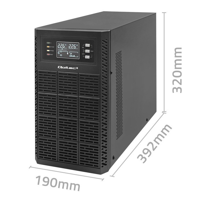 Qoltec Uninterruptible Power Supply (UPS) | 3kVA | 3000W | Power Factor 1.0 | LCD | EPO | USB | Online Qoltec Uninterruptible Power Supply (UPS) | 3kVA | 3000W | Power Factor 1.0 | LCD | EPO | USB | Online