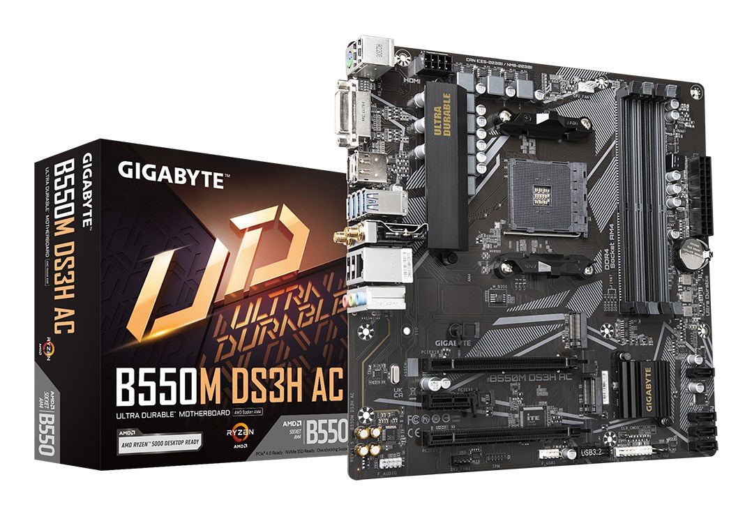 Gigabyte B550M DS3H Socket AM4 micro ATX AMD B550 Gigabyte B550M DS3H Socket AM4 micro ATX AMD B550