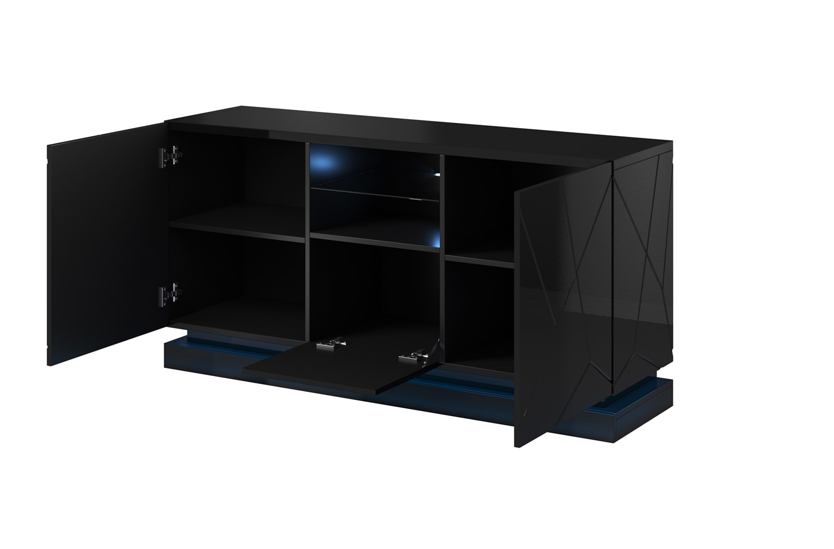 Chest of drawers QIU 2D1K 150x41.5x75 black gloss/black gloss Chest of drawers QIU 2D1K 150x41.5x75 black gloss/black gloss