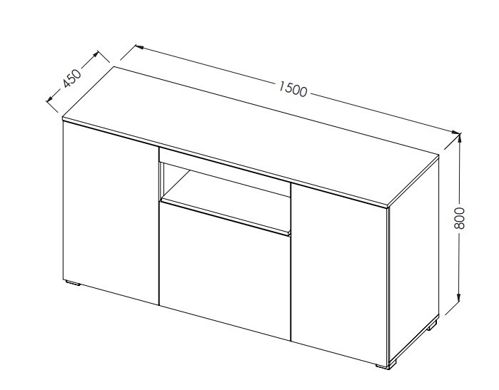 Cama sideboard VIVA 150 white/white gloss + sonoma oak Cama sideboard VIVA 150 white/white gloss + sonoma oak