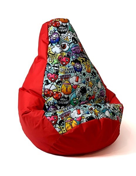 Sako bag pouffe Pear print red-graffiti XL 130 x 90 cm Sako bag pouffe Pear print red-graffiti XL 130 x 90 cm