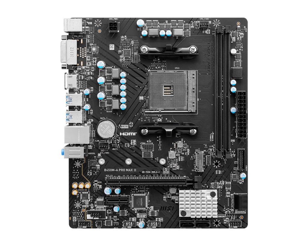 MSI B450M-A PRO MAX II motherboard AMD B450 Socket AM4 micro ATX MSI B450M-A PRO MAX II motherboard AMD B450 Socket AM4 micro ATX