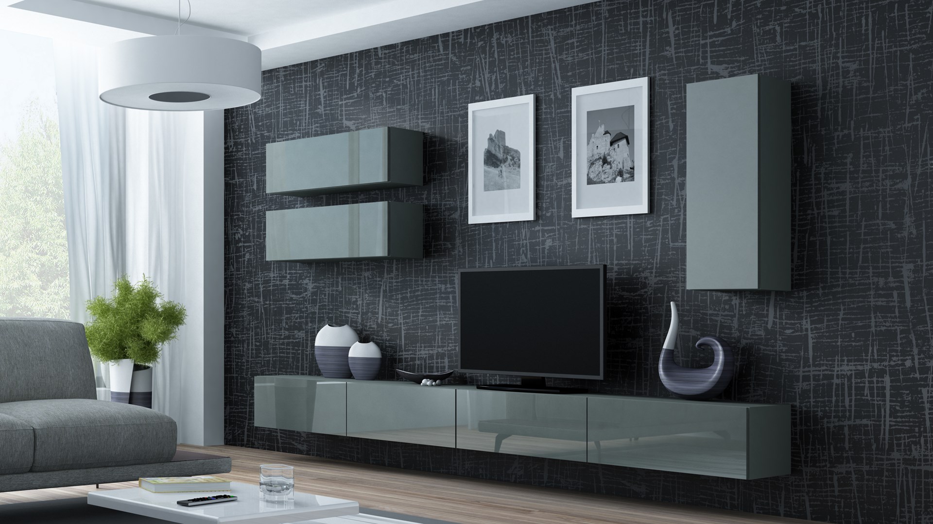 Cama Cabinet VIGO "90" full 90/35/32 grey/grey gloss Cama Cabinet VIGO "90" full 90/35/32 grey/grey gloss
