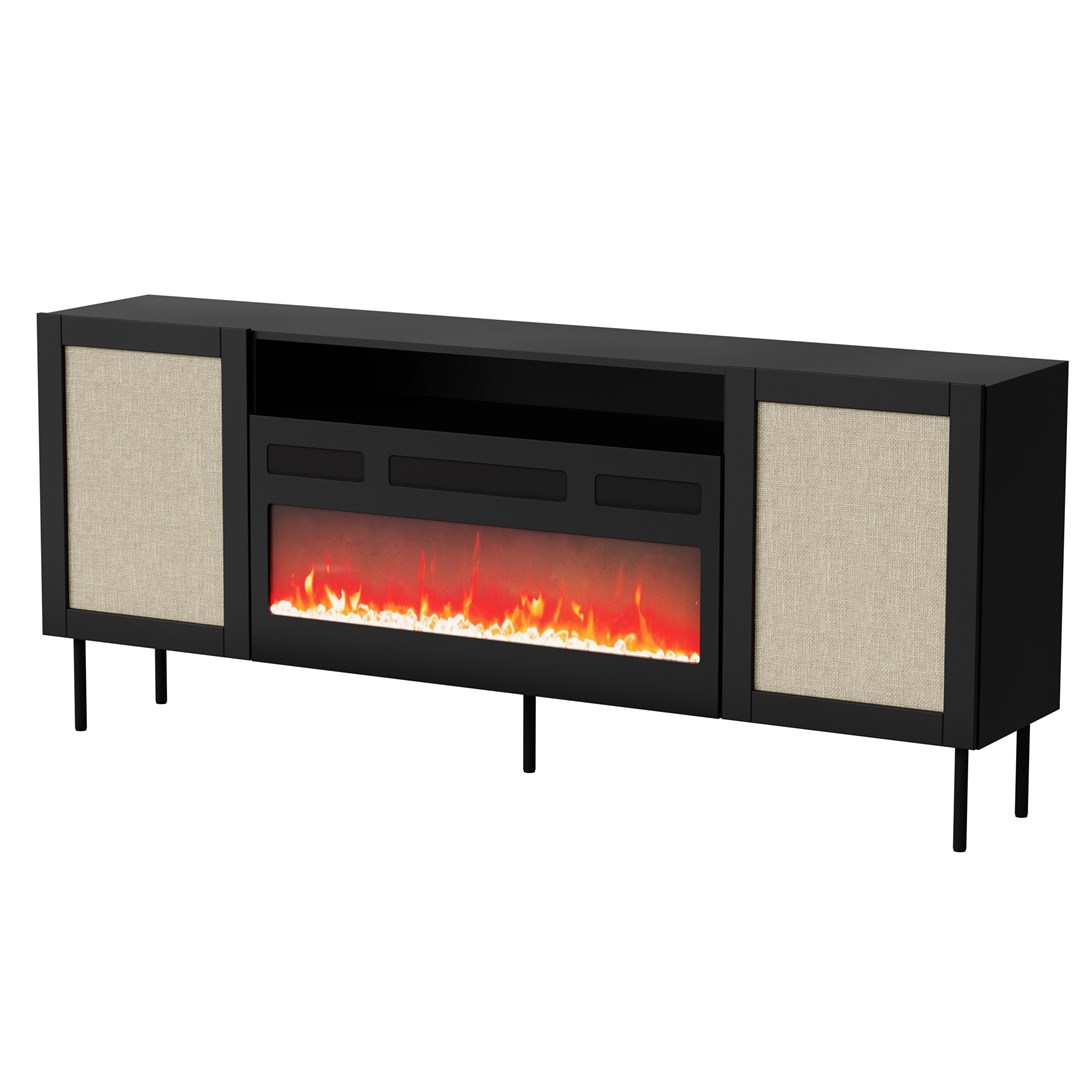 JUTA EF chest of drawers + electric fireplace 202x39.5x85 black + linol calabria JUTA EF chest of drawers + electric fireplace 202x39.5x85 black + linol calabria