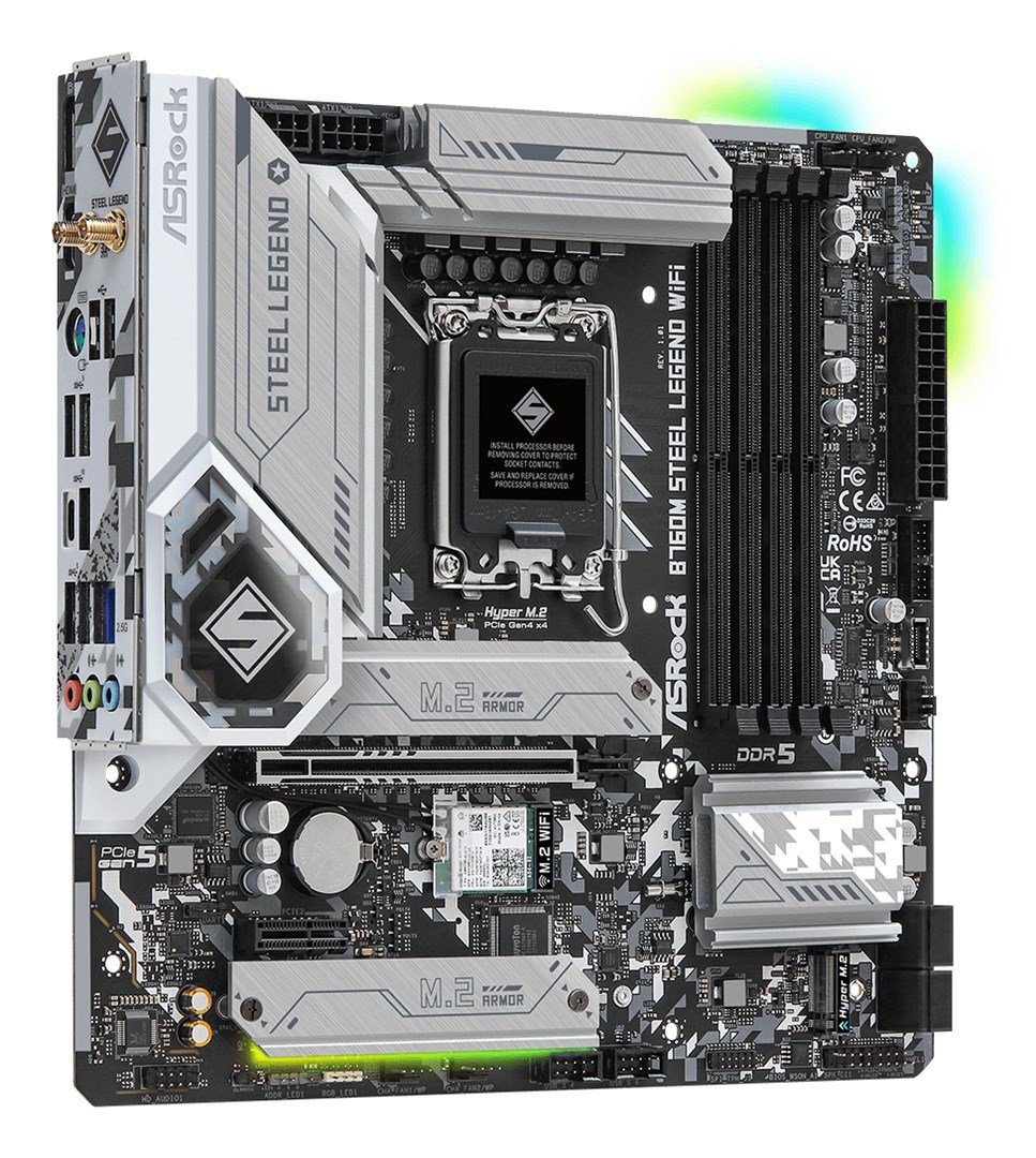 Asrock B760M Steel Legend WiFi Intel B760 LGA 1700 micro ATX Asrock B760M Steel Legend WiFi Intel B760 LGA 1700 micro ATX