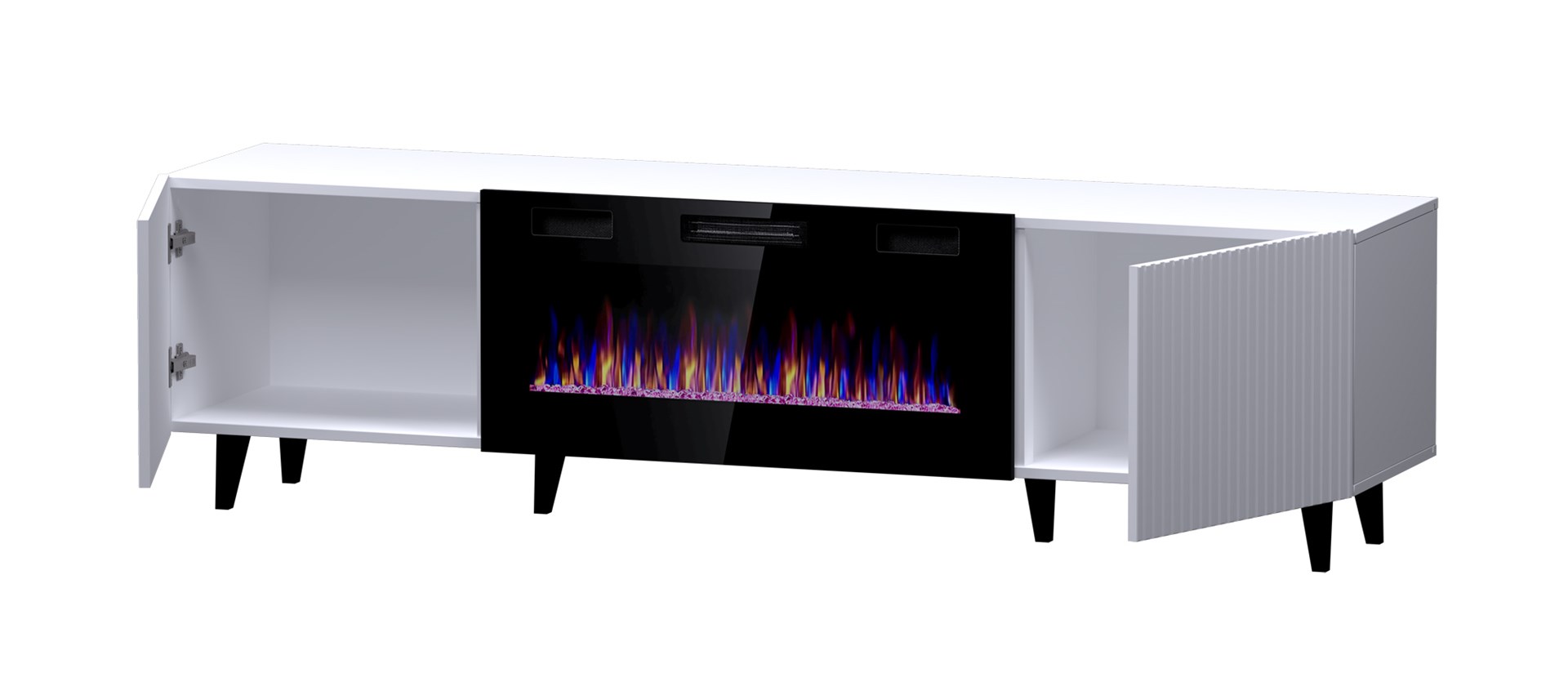 RTV cabinet PAFOS EF with electric fireplace 180x42x49 cm white matt RTV cabinet PAFOS EF with electric fireplace 180x42x49 cm white matt