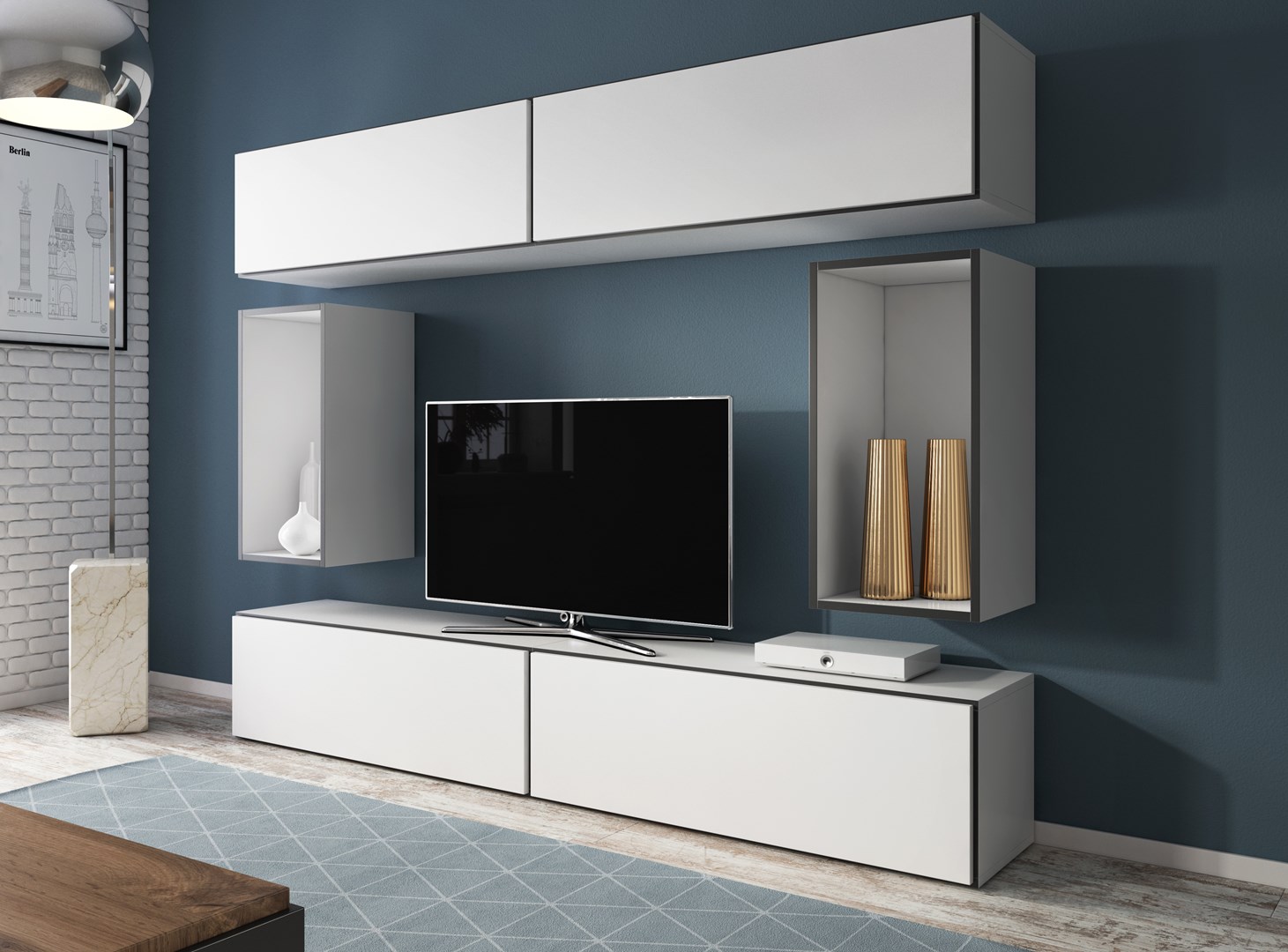 Cama living room furniture set ROCO 1 (4xRO1 + 2xRO4) white/black/white Cama living room furniture set ROCO 1 (4xRO1 + 2xRO4) white/black/white