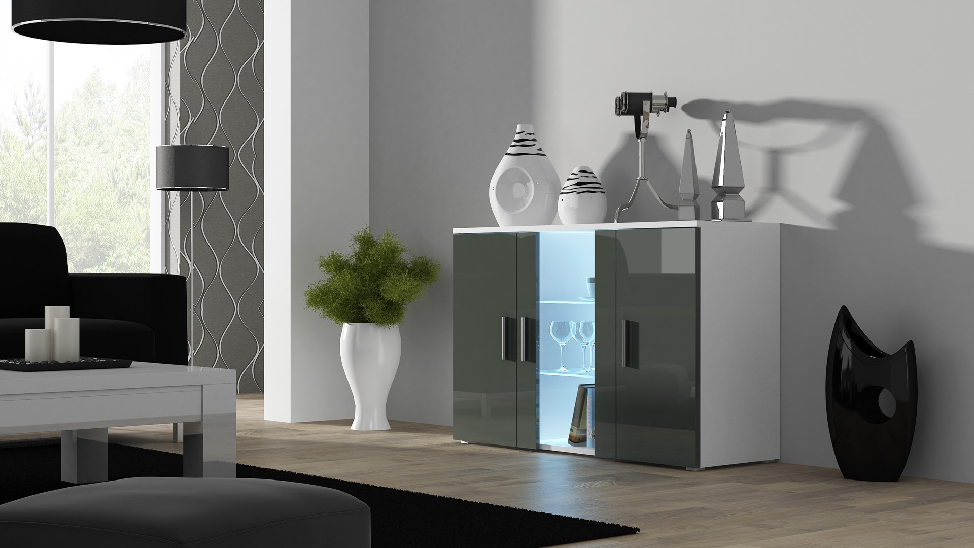 Cama sideboard 120 cm SOHO S7 white/grey gloss Cama sideboard 120 cm SOHO S7 white/grey gloss
