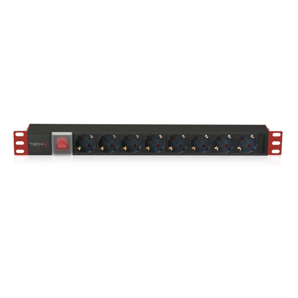 Techly I-CASE STRIP-81UD power distribution unit (PDU) 8 AC outlet(s) 1U Black, Red Techly I-CASE STRIP-81UD power distribution unit (PDU) 8 AC outlet(s) 1U Black, Red