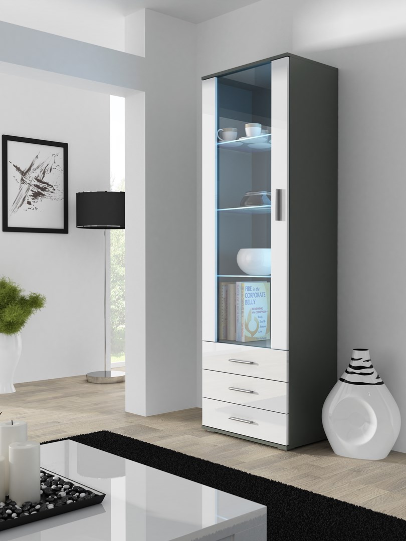 Cama display cabinet SOHO S1 grey/white gloss Cama display cabinet SOHO S1 grey/white gloss