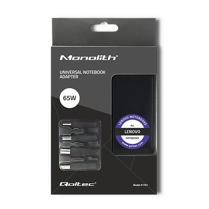 Qoltec 51761 Power adapter designed for Lenovo | 65W | 4 plugs | +power cable Qoltec 51761 Power adapter designed for Lenovo | 65W | 4 plugs | +power cable
