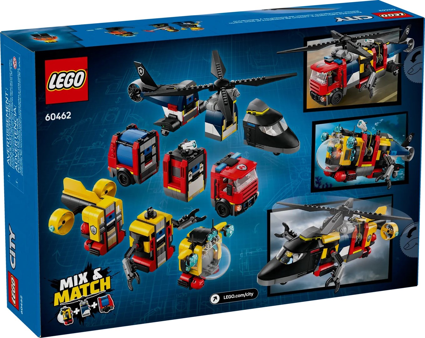 LEGO CITY 60462 Helicopter, Fire Truck and Submarine Remix LEGO CITY 60462 Helicopter, Fire Truck and Submarine Remix