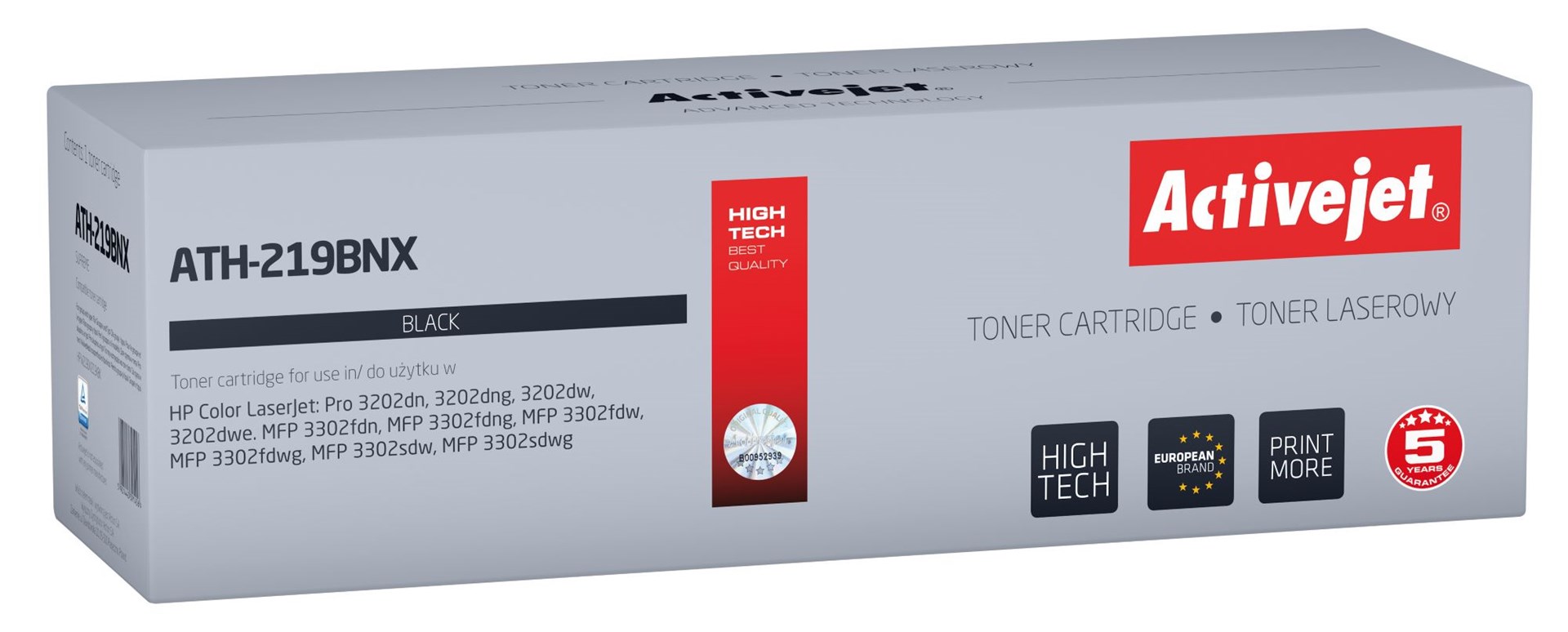 Activejet ATH-219BNX Toner for HP printer, replacement HP 219X W2190X; Supreme; 3200 pages; black, with chip Activejet ATH-219BNX Toner for HP printer, replacement HP 219X W2190X; Supreme; 3200 pages; black, with chip