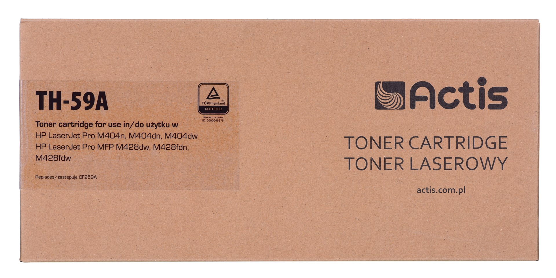 Actis TH-59A Toner (replacement for HP CF259A; Supreme; 3000 pages; black) with a toner level monitoring chip. We recommend disabling printer software updates. Actis TH-59A Toner (replacement for HP CF259A; Supreme; 3000 pages; black) with a toner level monitoring chip. We recommend disabling printer software updates.