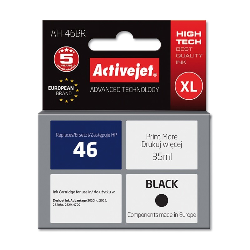 Activejet AH-46BR Ink (replacement HP 46 CZ637AE; Premium; 35 ml; black) Activejet AH-46BR Ink (replacement HP 46 CZ637AE; Premium; 35 ml; black)