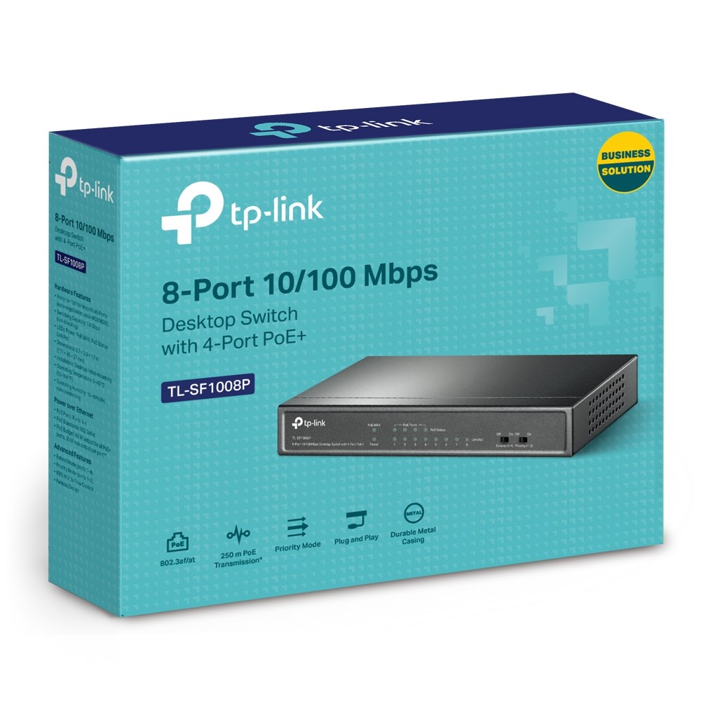 TP-Link 8-Port 10/100Mbps Desktop PoE Switch with 4-Port TP-Link 8-Port 10/100Mbps Desktop PoE Switch with 4-Port