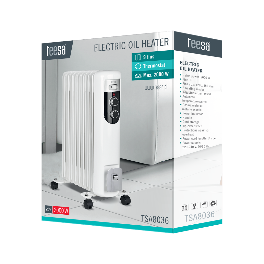 Teesa TSA8036 Electric Oil Heater White 2000 W Teesa TSA8036 Electric Oil Heater White 2000 W