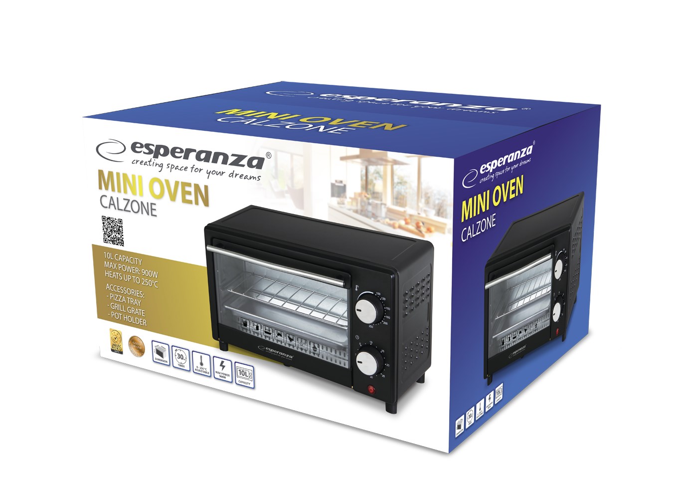 Esperanza EKO004 toaster oven 10 L 900 W Black Grill Esperanza EKO004 toaster oven 10 L 900 W Black Grill