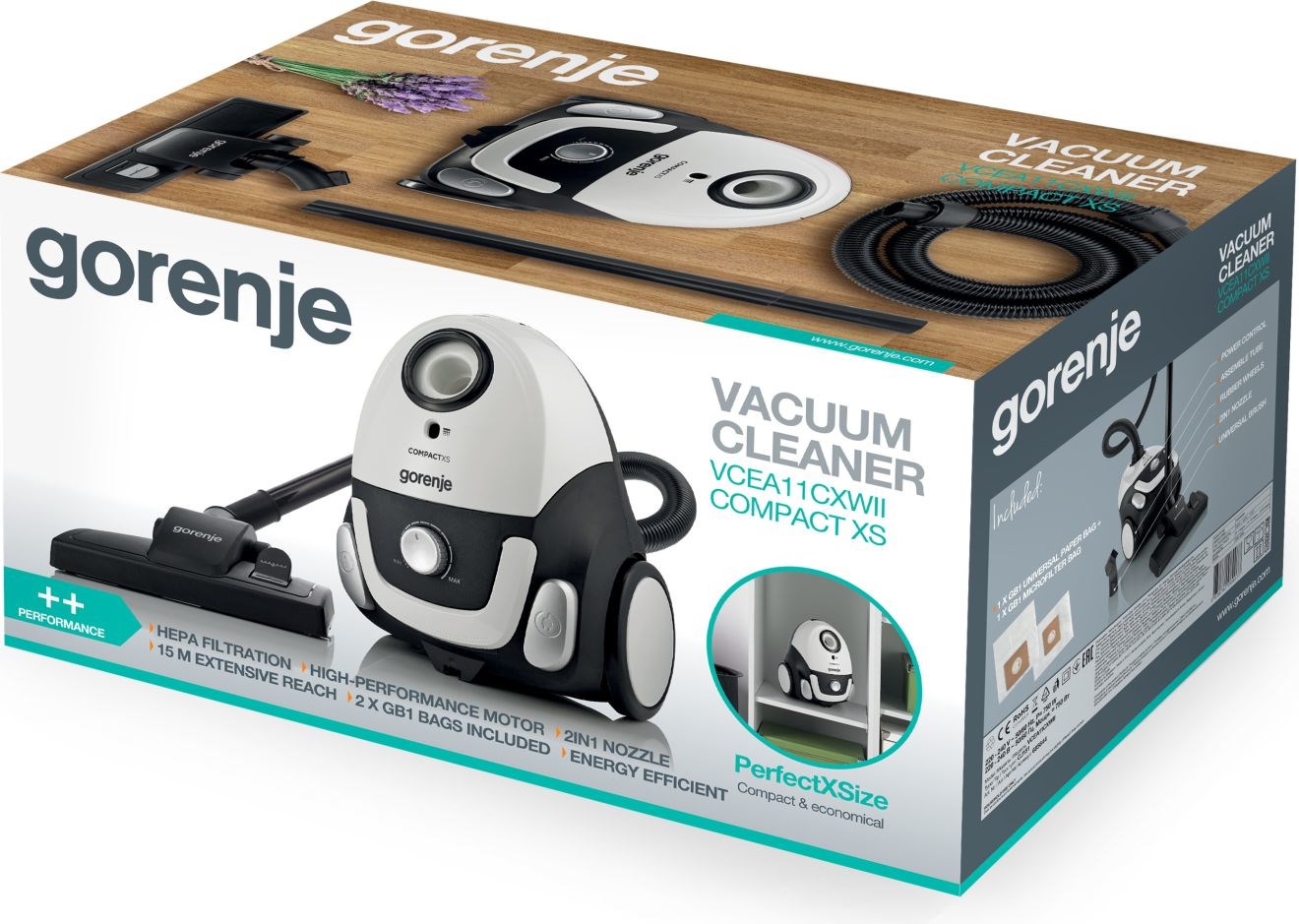 Gorenje VCEA11CXWII 2 L Cylinder vacuum Dry 750 W Dust bag Gorenje VCEA11CXWII 2 L Cylinder vacuum Dry 750 W Dust bag