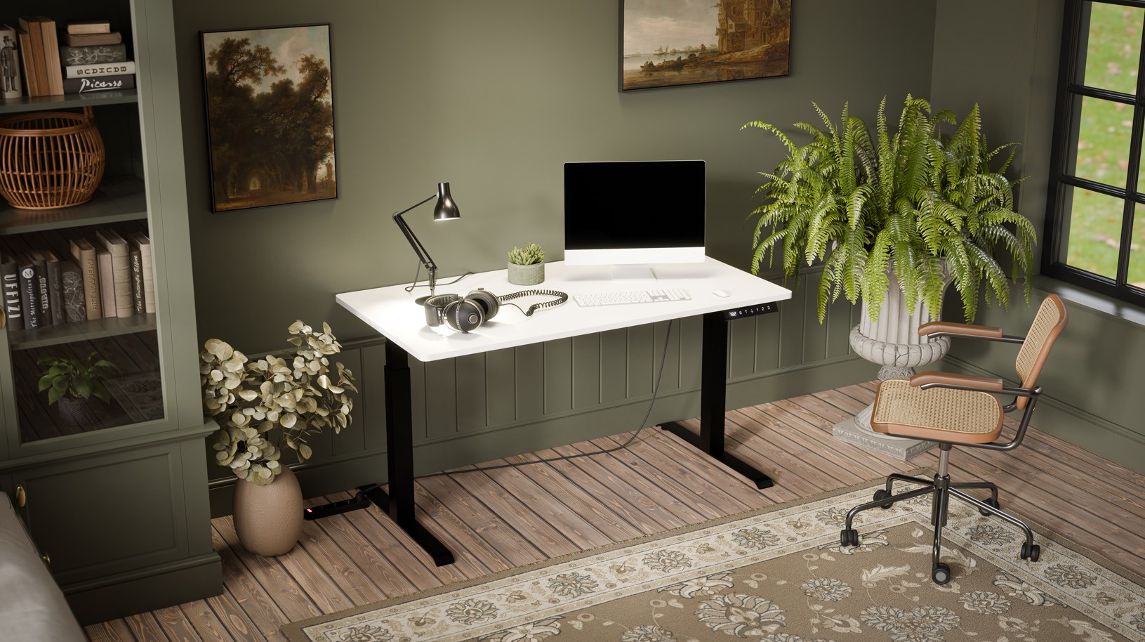 Desk with electric height adjustment MOON LONG 150x80x72-120 black/white Desk with electric height adjustment MOON LONG 150x80x72-120 black/white