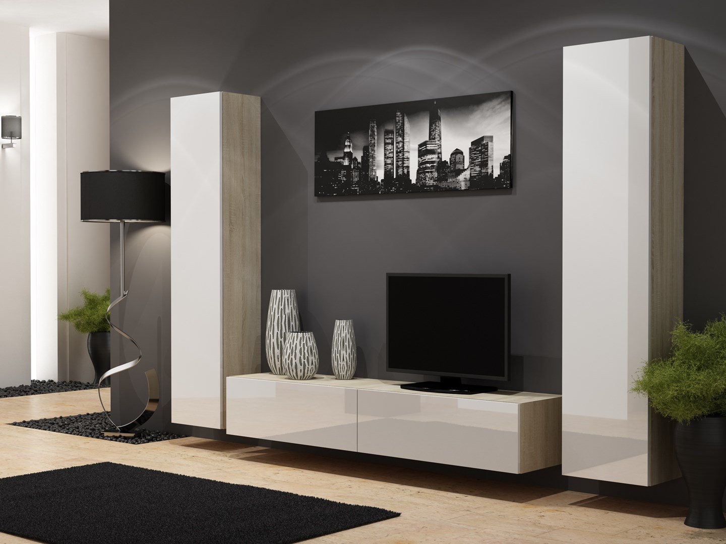 Cama Full cabinet VIGO '180' 180/40/30 sonoma/white gloss Cama Full cabinet VIGO '180' 180/40/30 sonoma/white gloss