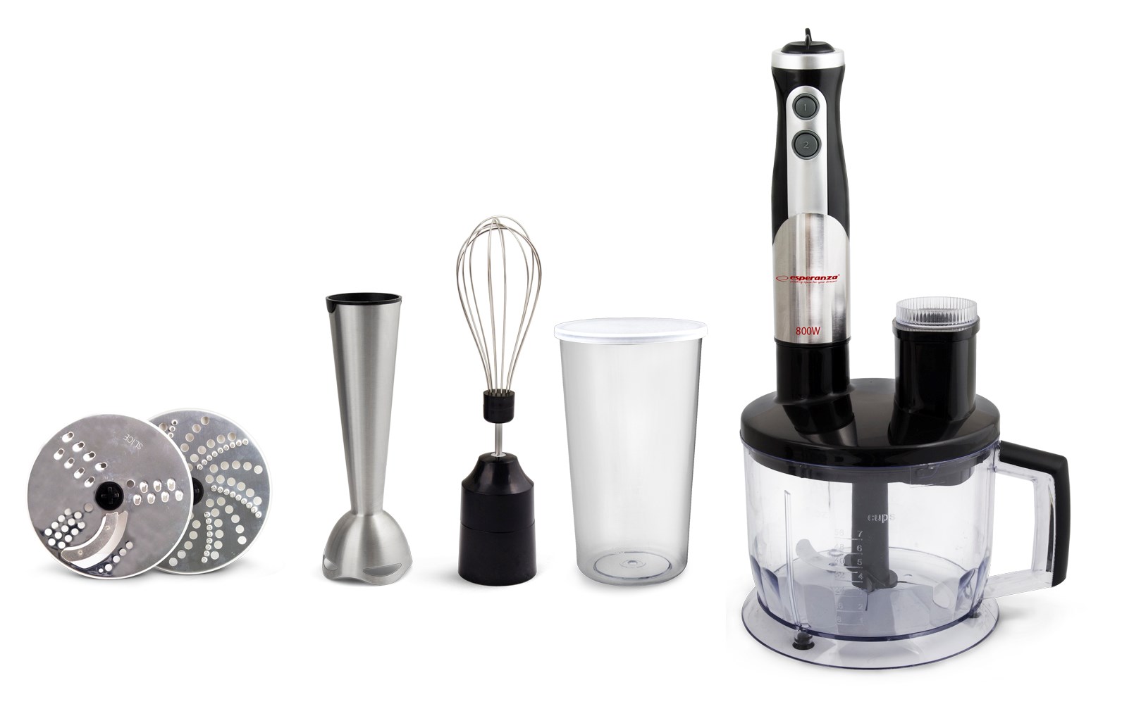 Esperanza EKM004 blender 0.6 L Immersion blender Black,Silver,Transparent 800 W Esperanza EKM004 blender 0.6 L Immersion blender Black,Silver,Transparent 800 W
