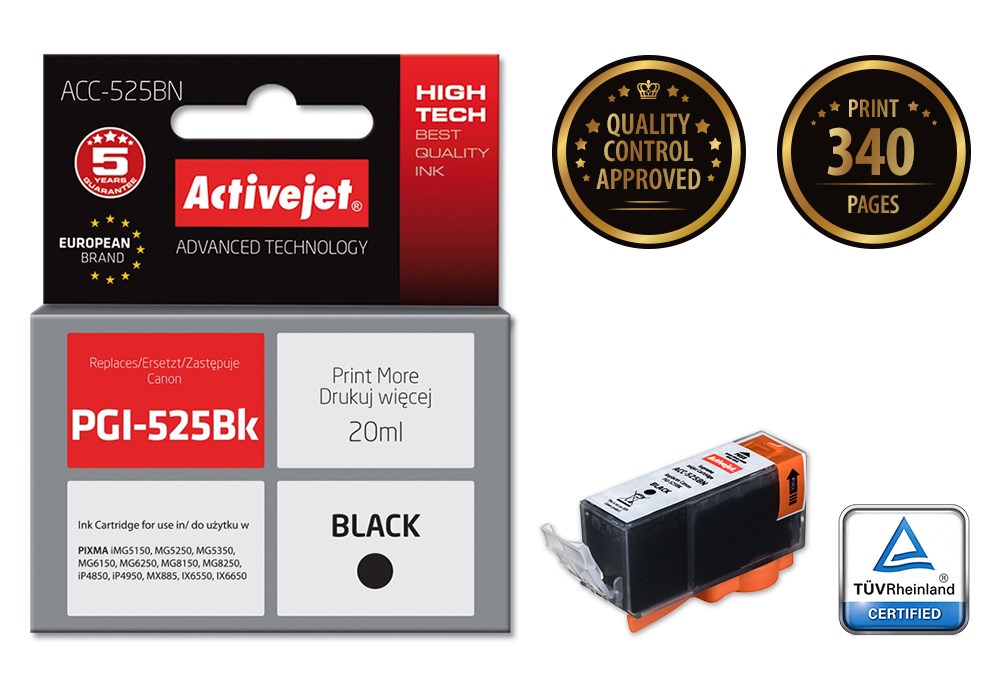 Activejet ACC-525BN Ink (replacement for Canon PGI-525PGBK; Supreme; 20 ml; black) Activejet ACC-525BN Ink (replacement for Canon PGI-525PGBK; Supreme; 20 ml; black)