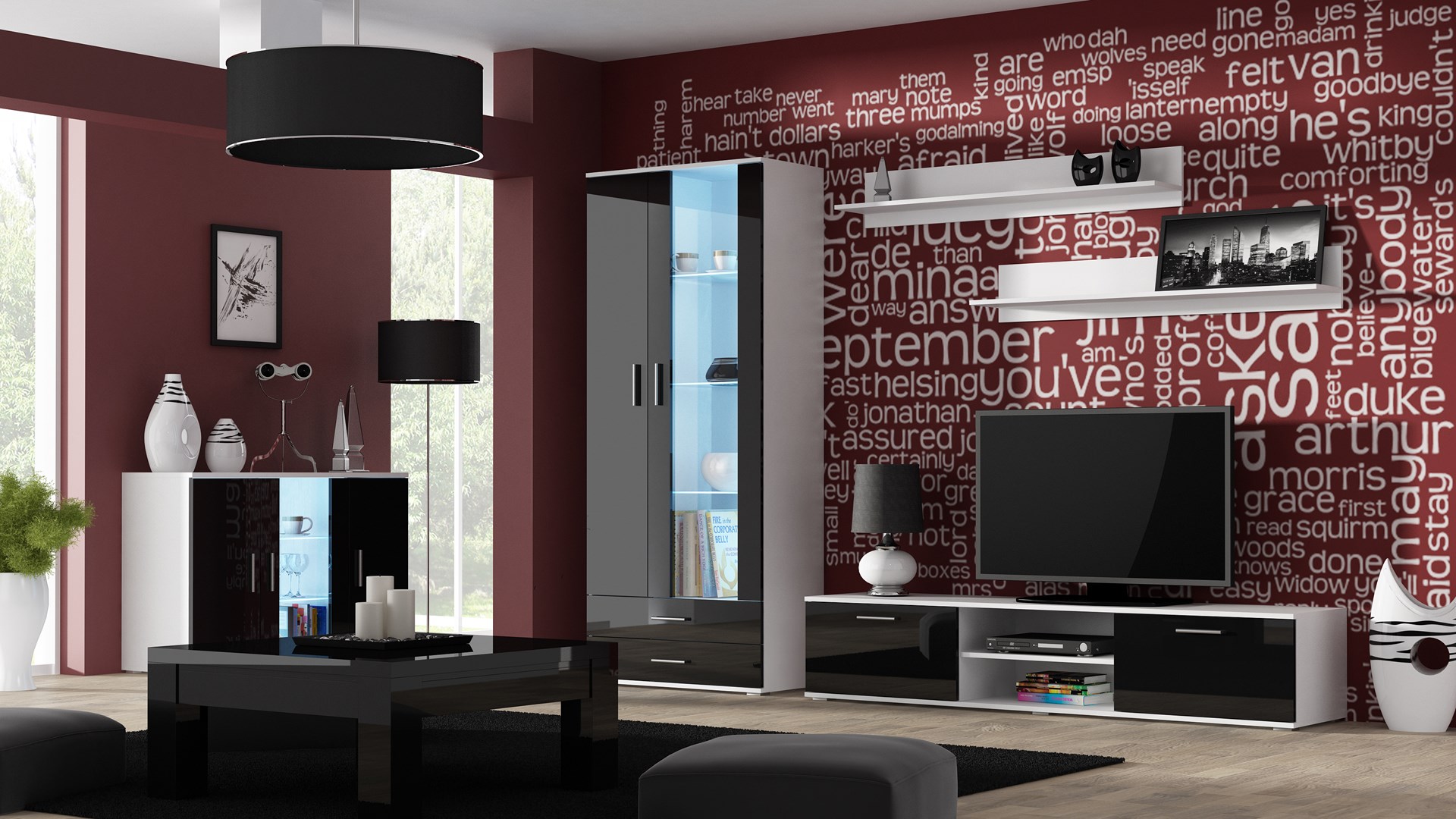 Cama display cabinet SOHO S6 2D2S white/black gloss Cama display cabinet SOHO S6 2D2S white/black gloss