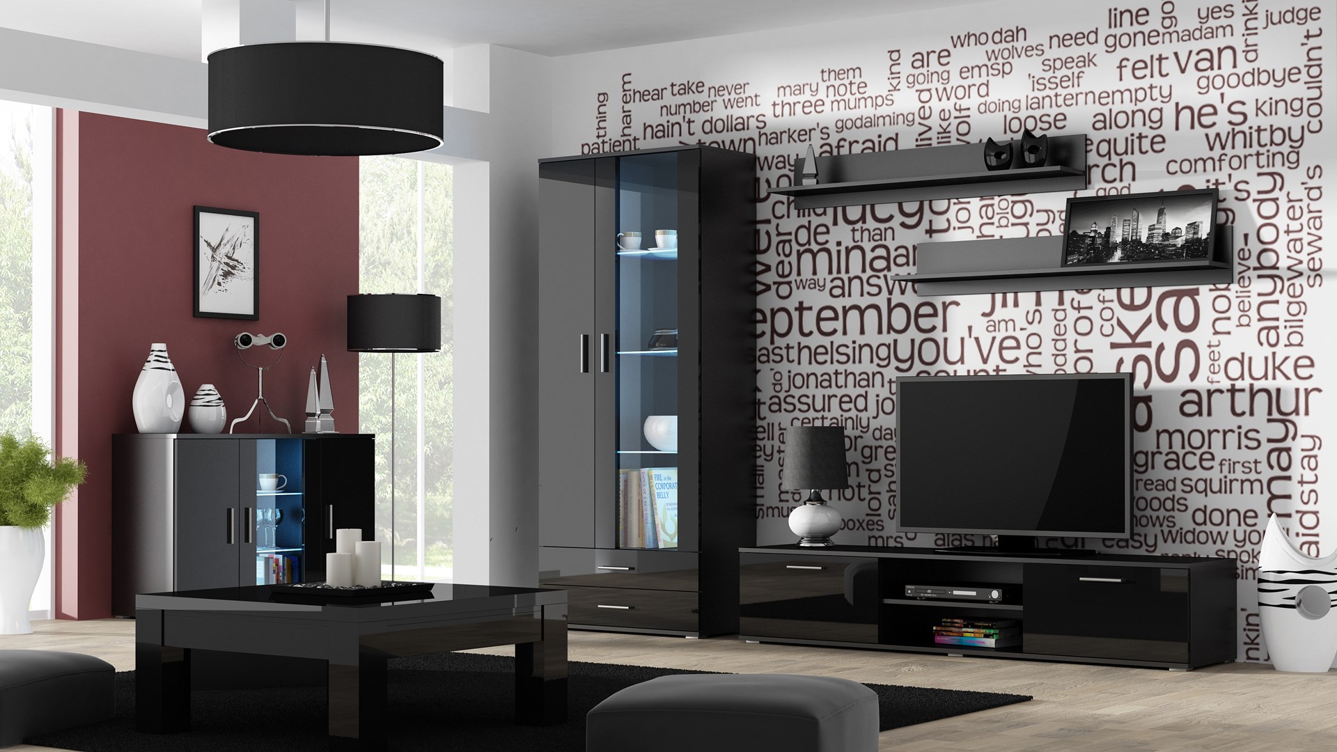 Cama TV stand SOHO 180 black/black gloss Cama TV stand SOHO 180 black/black gloss