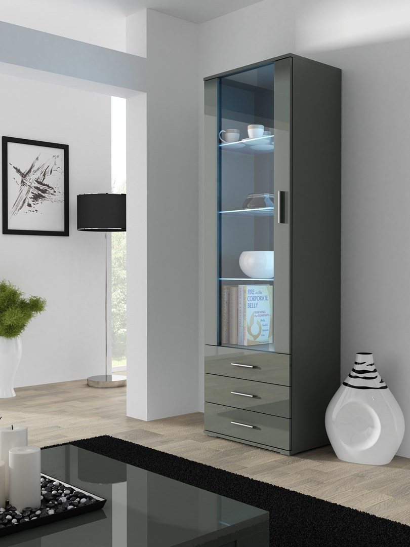 Cama display cabinet SOHO S1 grey/grey gloss Cama display cabinet SOHO S1 grey/grey gloss