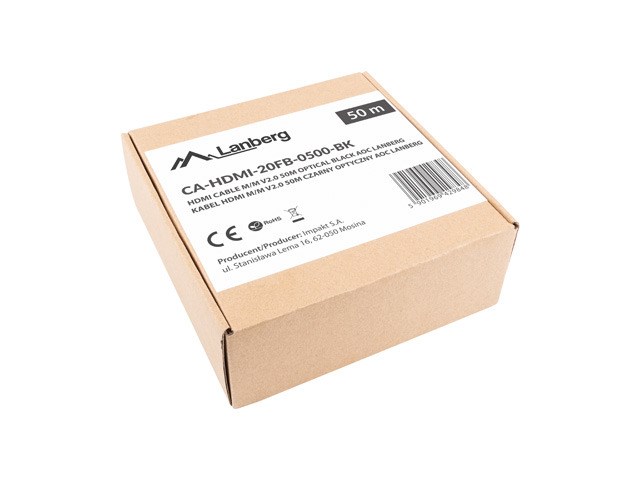 Lanberg CA-HDMI-20FB-0500-BK optical cable HDMI M/M 50m v2.0 4K AOC Lanberg CA-HDMI-20FB-0500-BK optical cable HDMI M/M 50m v2.0 4K AOC