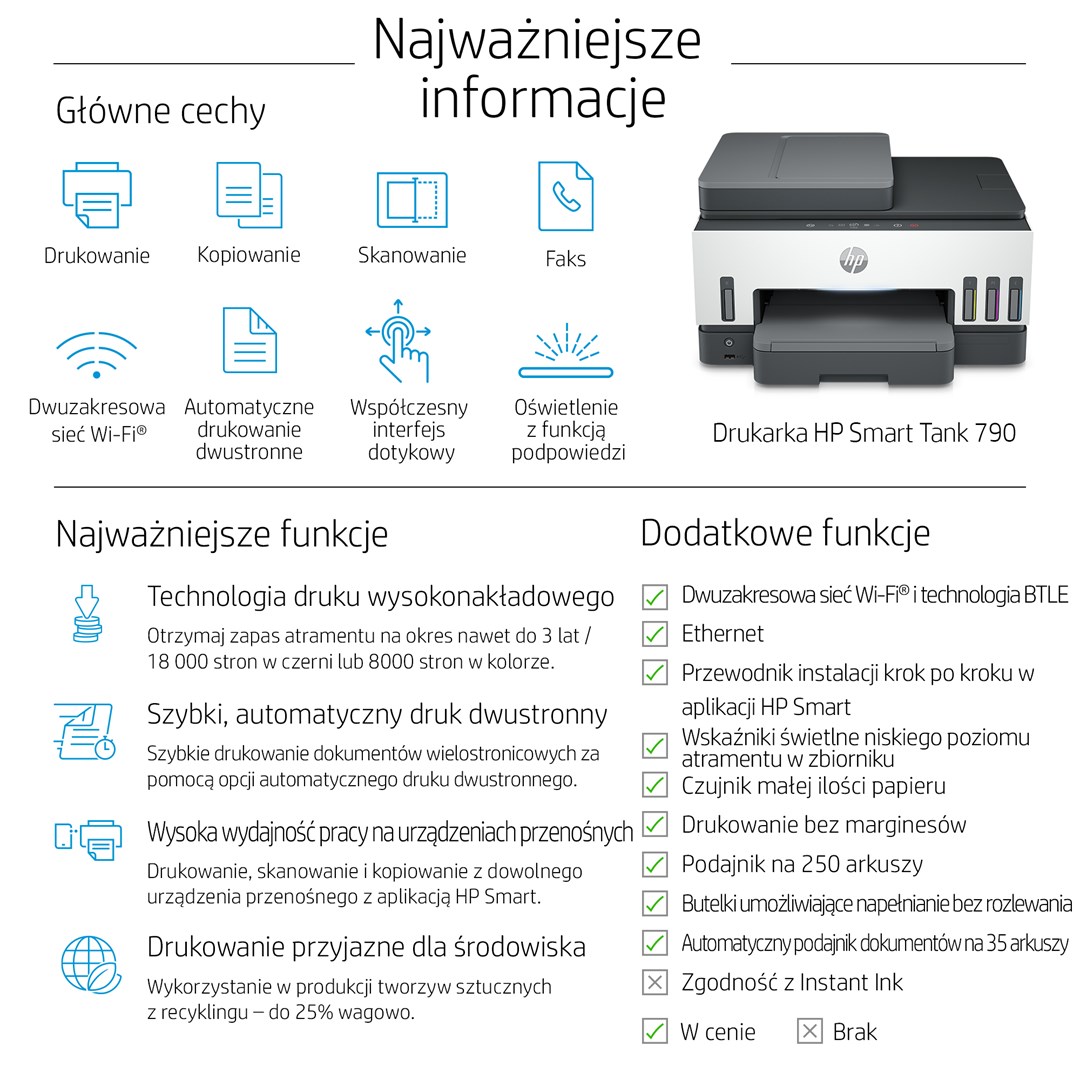 HP Smart Tank 790 All-in-One Printer Thermal inkjet A4 4800 x 1200 DPI 15 ppm Wi-Fi HP Smart Tank 790 All-in-One Printer Thermal inkjet A4 4800 x 1200 DPI 15 ppm Wi-Fi