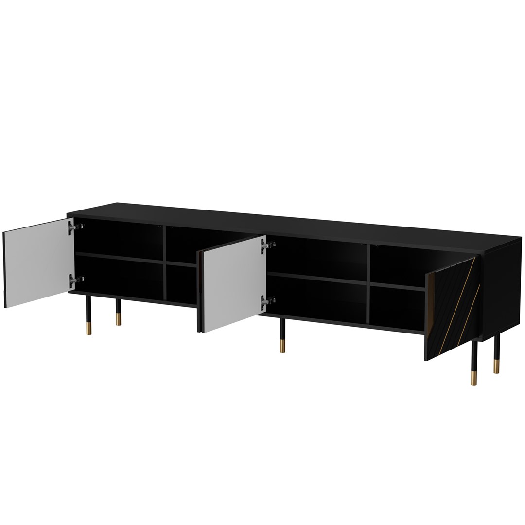 Cama 4D MOUNTAIN TV cabinet 204x40x55 black + gold Cama 4D MOUNTAIN TV cabinet 204x40x55 black + gold
