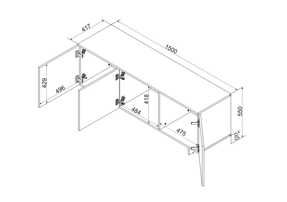 Cama 3D RTV cabinet ALMA 150x41.5xH55 cashmere Cama 3D RTV cabinet ALMA 150x41.5xH55 cashmere