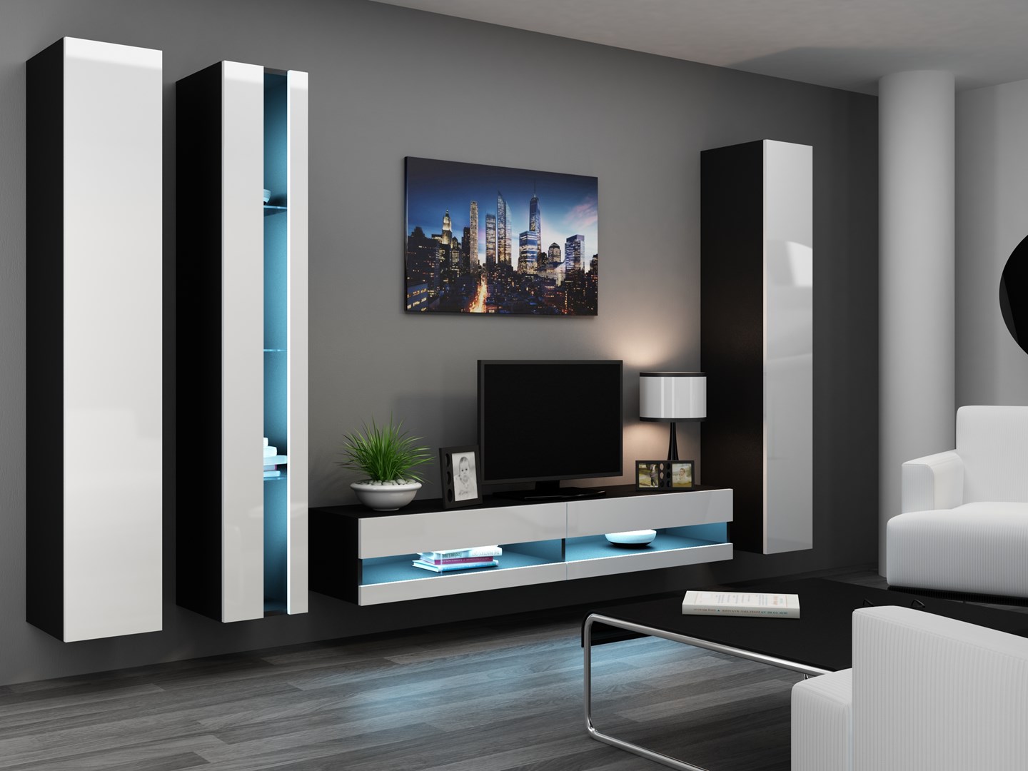 Cama Shelf unit VIGO NEW 180/40/30 black/white gloss Cama Shelf unit VIGO NEW 180/40/30 black/white gloss