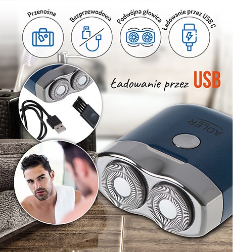 Adler AD 2937 men's shaver Rotation shaver Blue Adler AD 2937 men's shaver Rotation shaver Blue