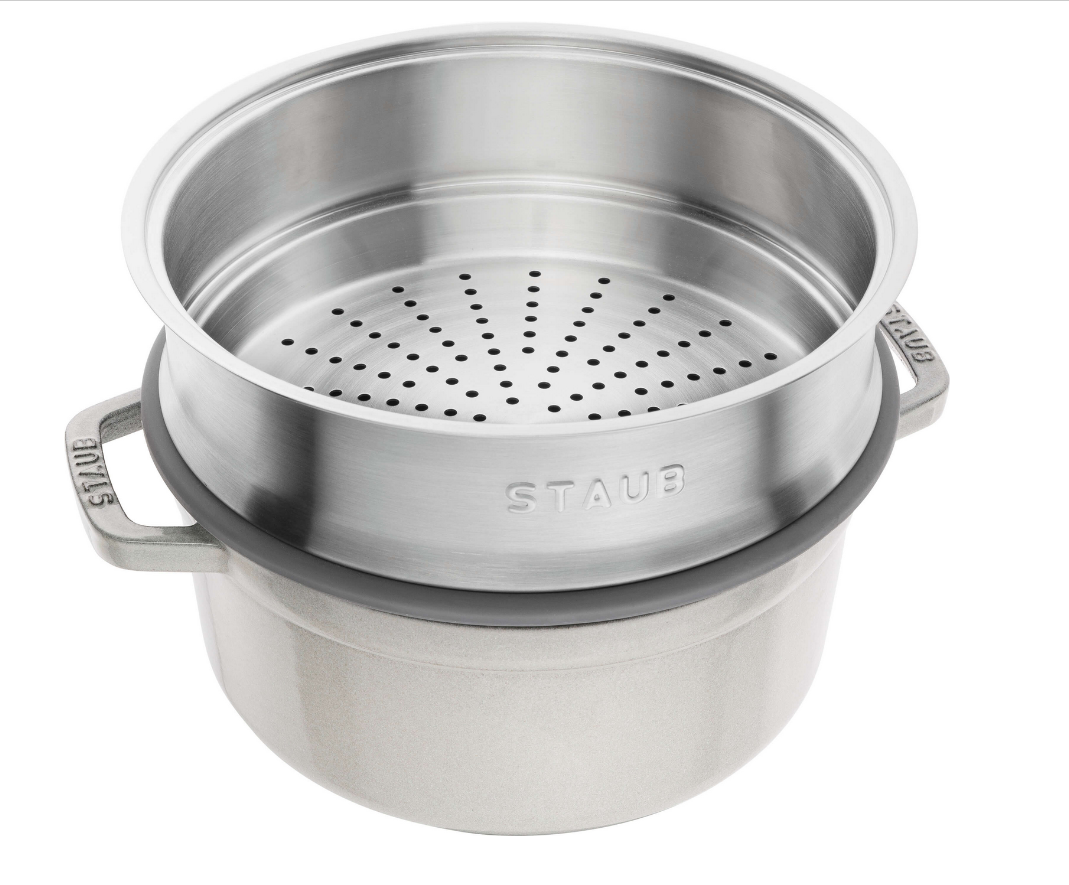 STAUB La Cocotte cast iron round pot with insert 40508-822-0 - 3.8 ltr. white truffle STAUB La Cocotte cast iron round pot with insert 40508-822-0 - 3.8 ltr. white truffle