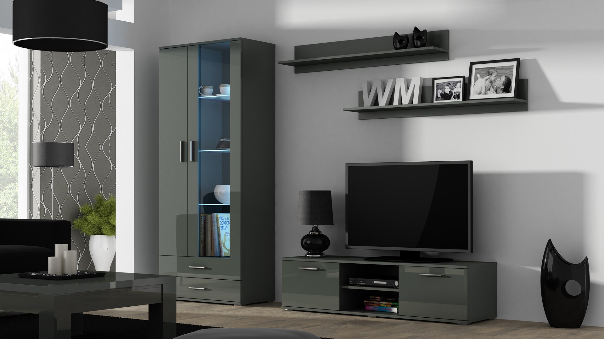 Cama TV stand SOHO 140 grey/grey gloss Cama TV stand SOHO 140 grey/grey gloss