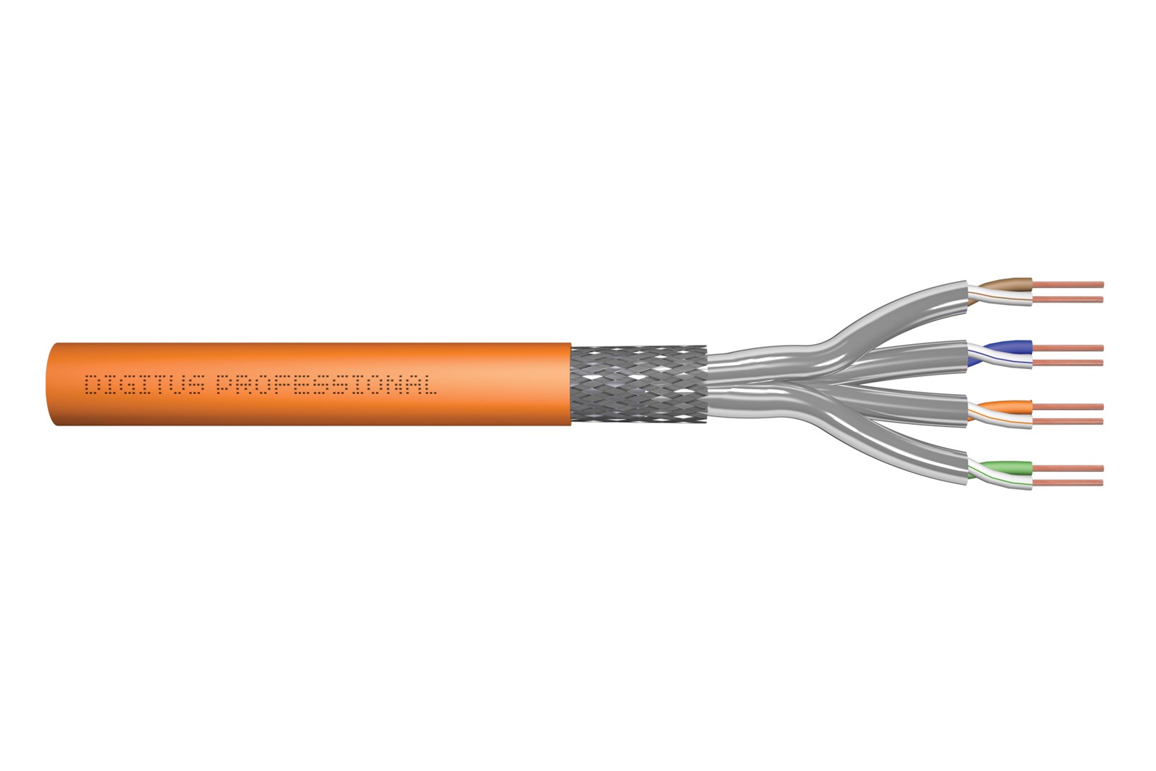 DIGITUS Cat.7 Installation Cable, S/FTP, B2ca, AWG 23/1, LSOH, 100m, orange DIGITUS Cat.7 Installation Cable, S/FTP, B2ca, AWG 23/1, LSOH, 100m, orange