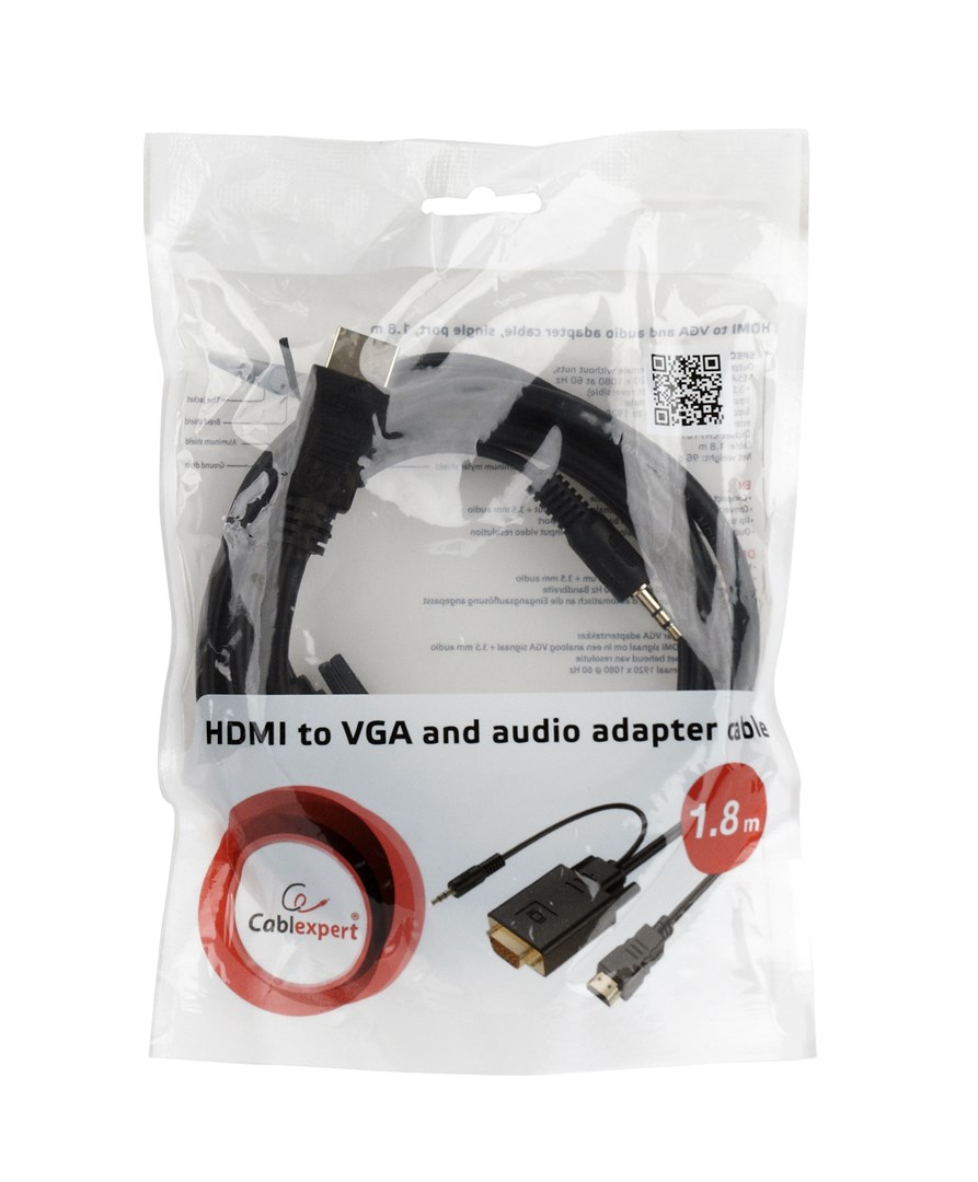 Gembird A-HDMI-VGA-03-10 video cable adapter 3 m HDMI + 3.5mm VGA (D-Sub) Black Gembird A-HDMI-VGA-03-10 video cable adapter 3 m HDMI + 3.5mm VGA (D-Sub) Black