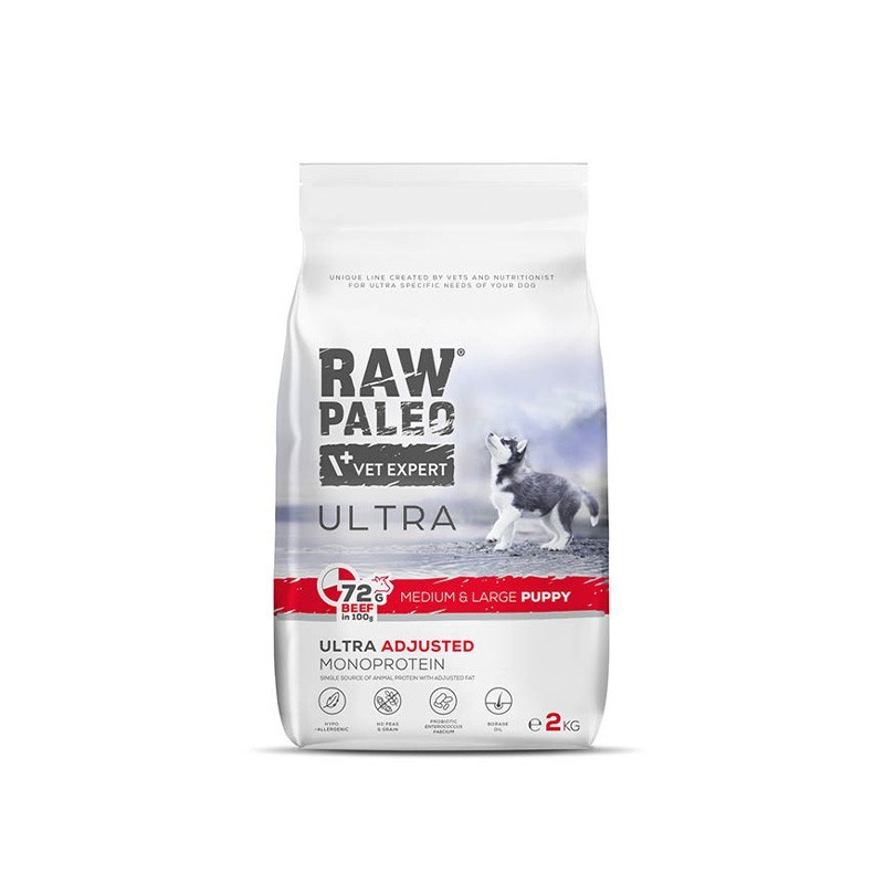 RAW PALEO Ultra Medium&Large Puppy Beef - dry food for puppies - 2 kg RAW PALEO Ultra Medium&Large Puppy Beef - dry food for puppies - 2 kg