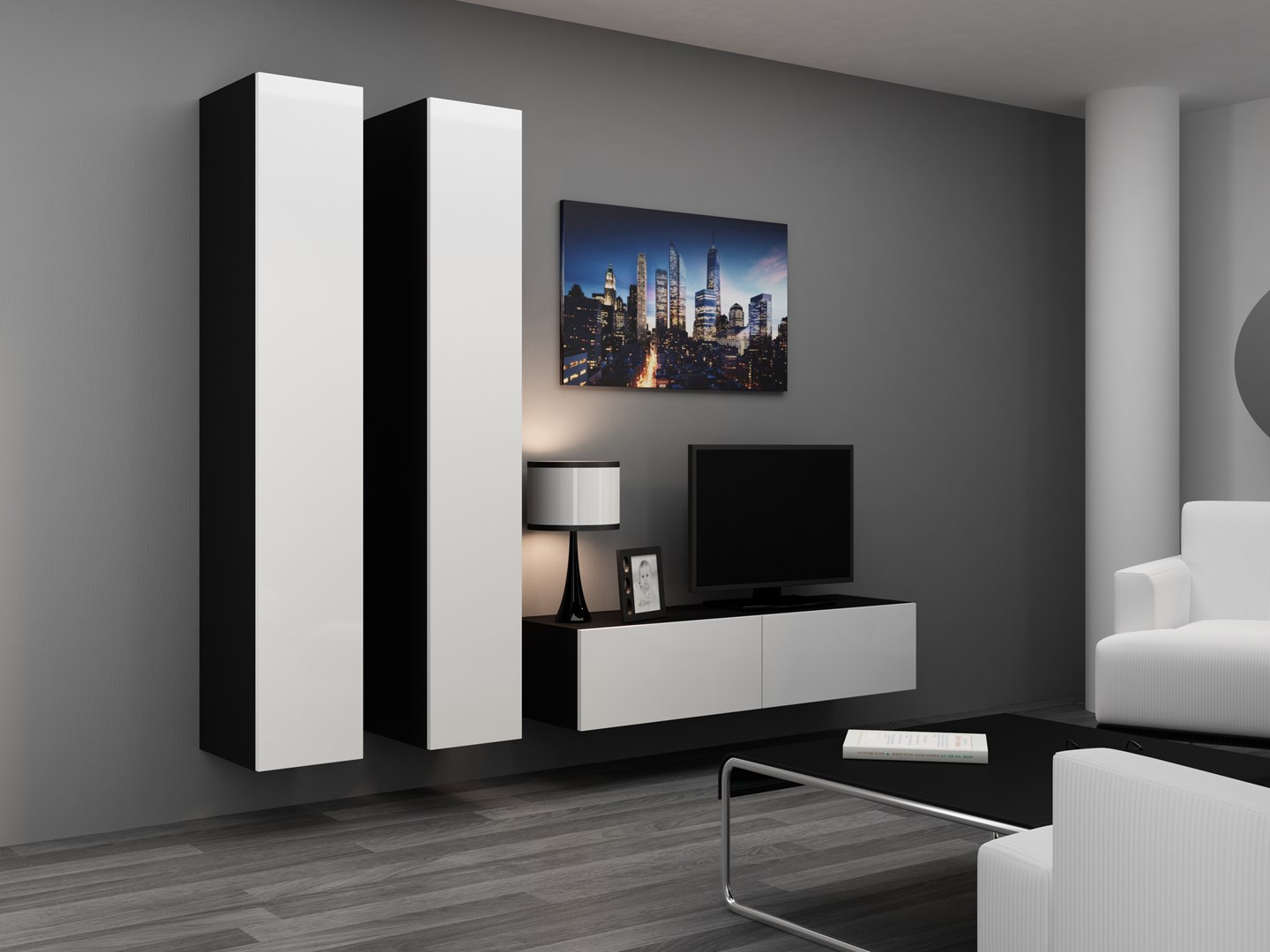Cama TV stand VIGO 140 30/140/40 black/white gloss Cama TV stand VIGO 140 30/140/40 black/white gloss