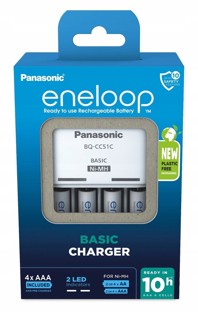 Battery charger PANASONIC Eneloop Basic BQ-CC51 + 4x AAA 800 mAh (K-KJ51MCD04E) Battery charger PANASONIC Eneloop Basic BQ-CC51 + 4x AAA 800 mAh (K-KJ51MCD04E)