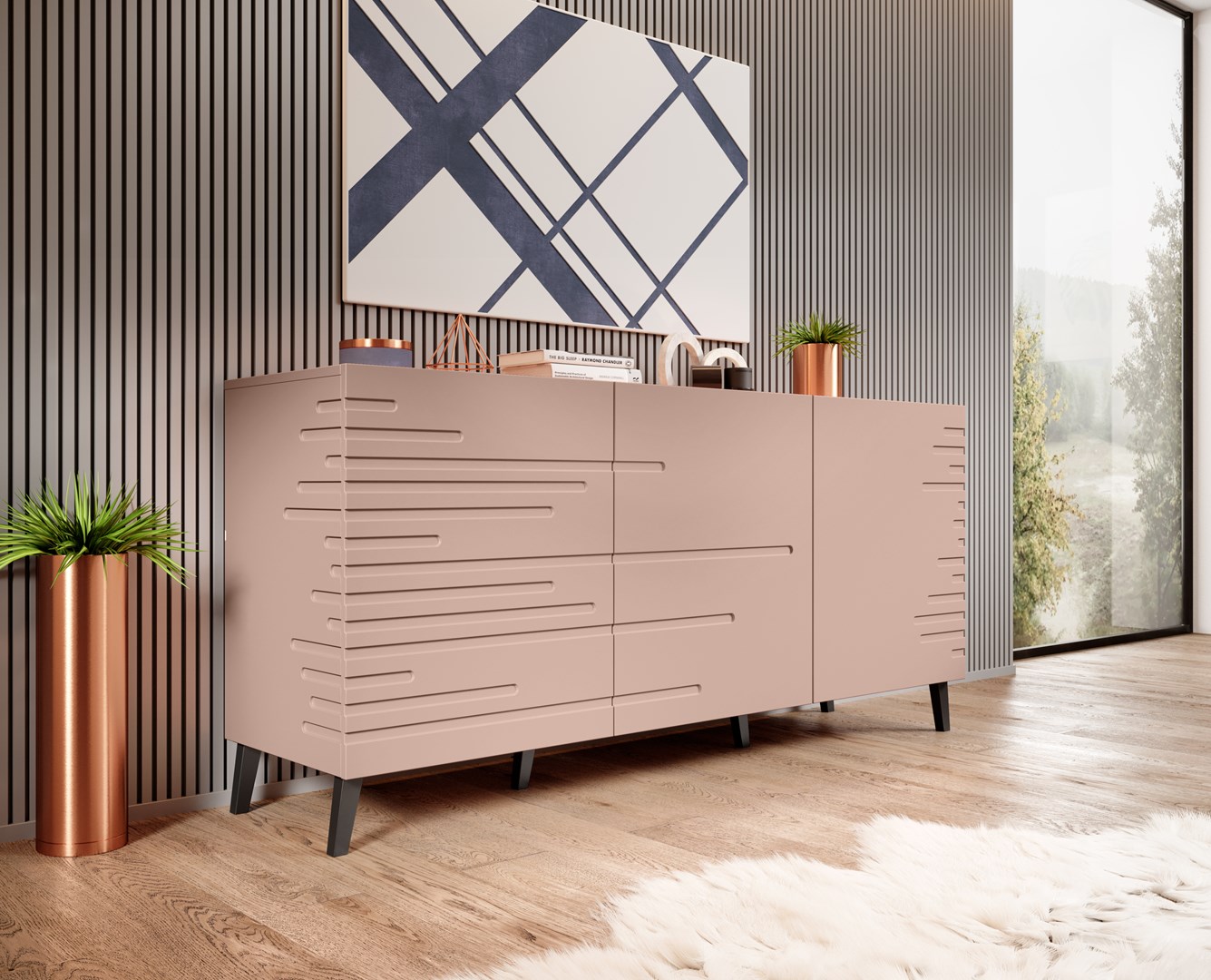 Nova chest of drawers 155x40x72 Pink Mat Nova chest of drawers 155x40x72 Pink Mat