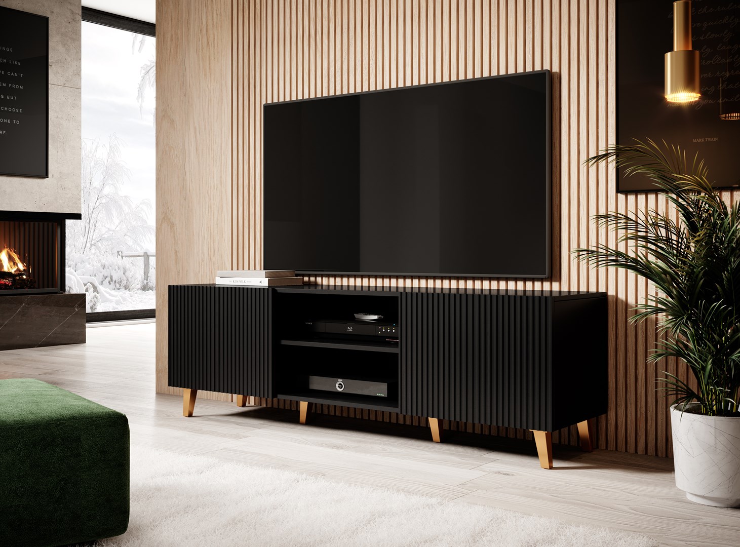 Cama RTV cabinet PAFOS 150x42x52 Black matt Cama RTV cabinet PAFOS 150x42x52 Black matt