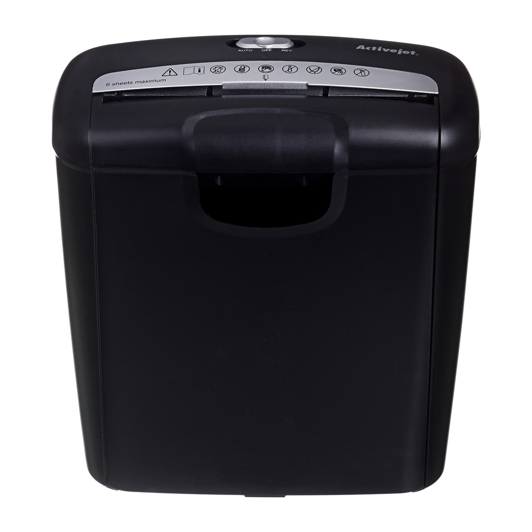 Activejet ASH-0601S shredder, P-2, 10 l, 6 mm shreds, 6 sheets, black. Activejet ASH-0601S shredder, P-2, 10 l, 6 mm shreds, 6 sheets, black.
