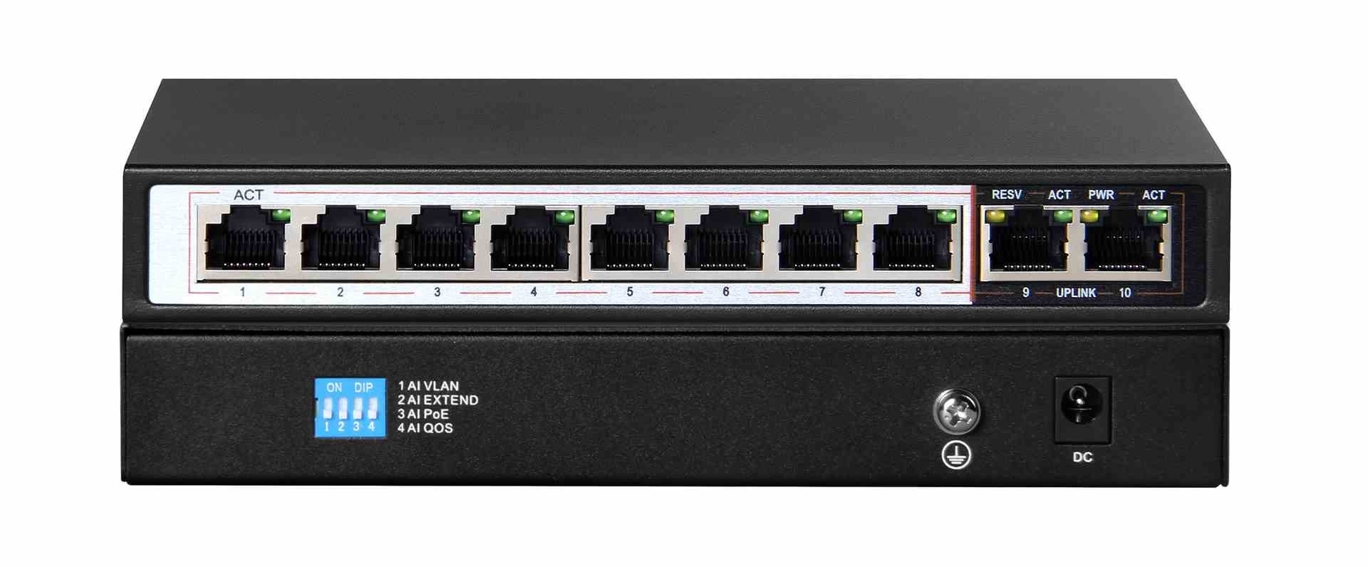 Extralink Switch PoE PERSES 8x Gigabit PoE/PoE+, 2x RJ45 Uplink Gigabit, 96W Extralink Switch PoE PERSES 8x Gigabit PoE/PoE+, 2x RJ45 Uplink Gigabit, 96W