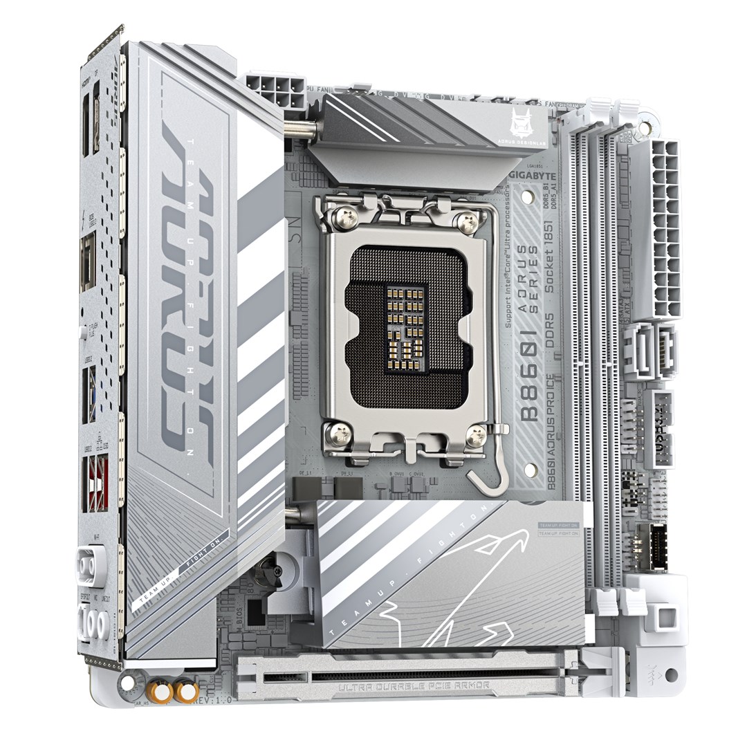 GIGABYTE B860I AORUS PRO ICE Motherboard - Intel Core Ultra Series CPUs, 8+1+2+1 Phases VRM, up to 9200MHz DDR5, 1xPCIe 5.0 + 1xPCIe 4.0 M.2, 2.5GbE LAN, WIFI 7, Thunderbolt 4 GIGABYTE B860I AORUS PRO ICE Motherboard - Intel Core Ultra Series CPUs, 8+1+2+1 Phases VRM, up to 9200MHz DDR5, 1xPCIe 5.0 + 1xPCIe 4.0 M.2, 2.5GbE LAN, WIFI 7, Thunderbolt 4