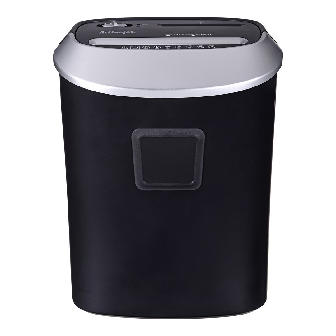 Shredder Activejet ASH-1201D, P-3, 25 l, 5x38 mm shreds, black and silver. Shredder Activejet ASH-1201D, P-3, 25 l, 5x38 mm shreds, black and silver.