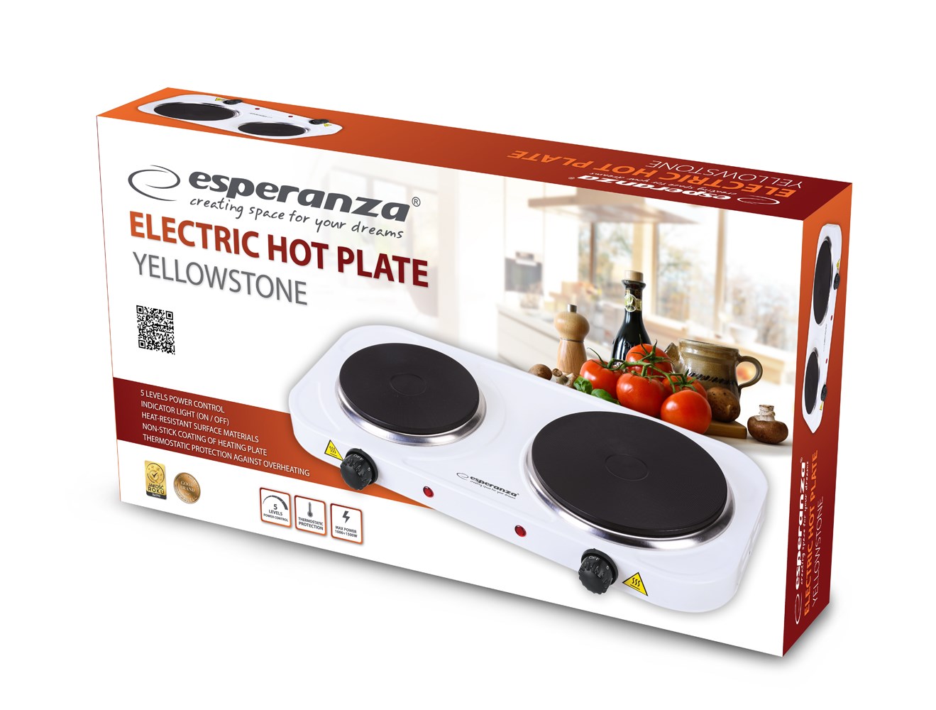 Esperanza EKH014W Electric cooker 2 zones White Esperanza EKH014W Electric cooker 2 zones White